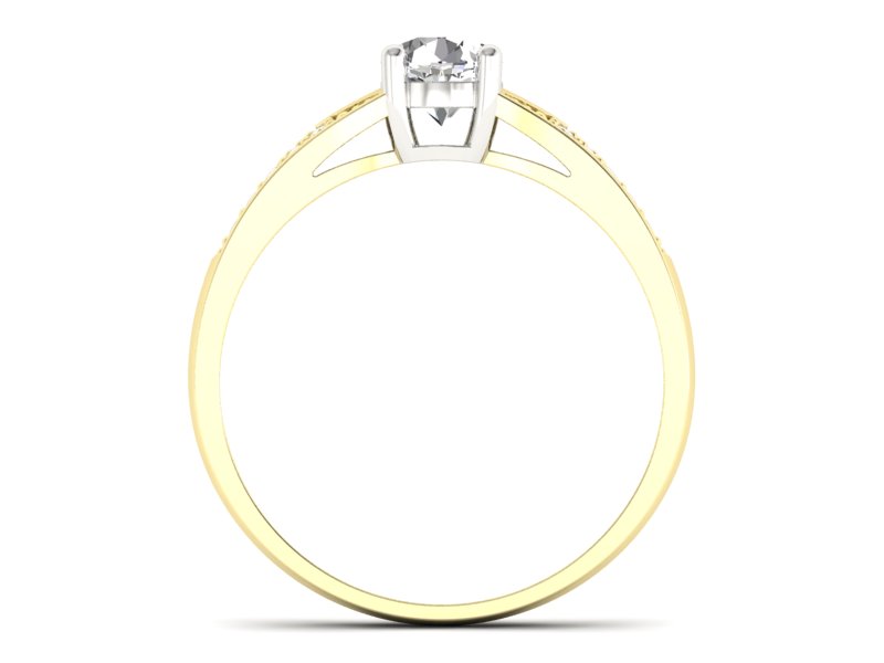 Pierścionek z diamentami żółte i białe złoto - p15084zb — zdjęcie 2