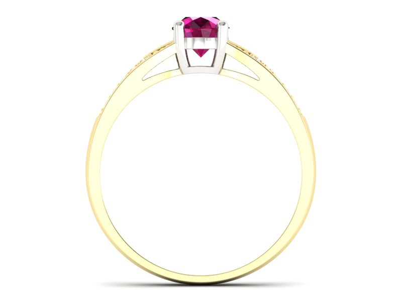 Złoty pierścionek z rubinem i diamentami - p15084zbr — zdjęcie 2