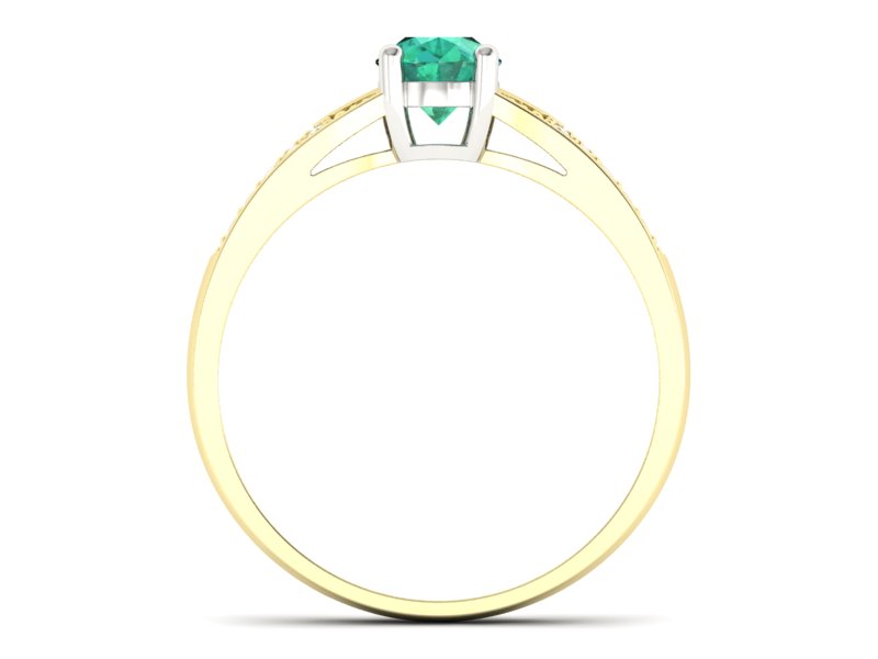 Złoty pierścionek ze szmaragdem i diamentami - p15084zbsm — zdjęcie 2