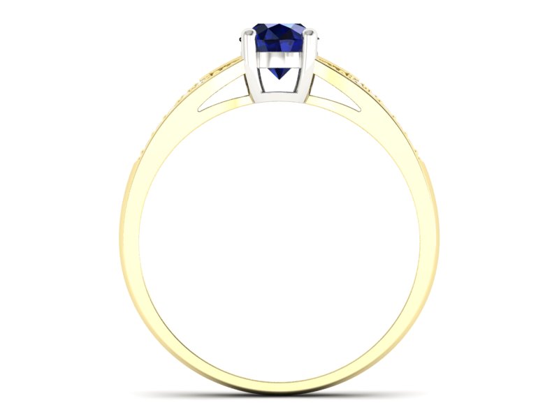 Złoty pierścionek z szafirem i brylantami - p15084zbsz — zdjęcie 2