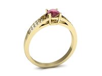 Złoty pierścionek z rubinem i brylantami złoto proba 585 - P15084ZR- 3