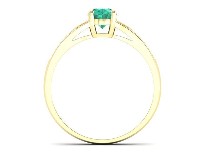 Złoty pierścionek ze szmaragdem i brylantami - P15084ZSM — zdjęcie 2