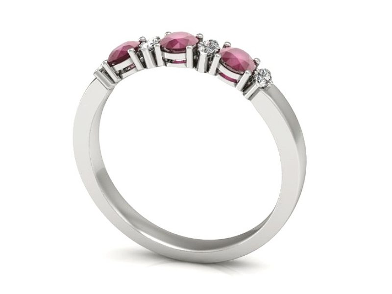 Pierścionek z rubinami i brylantami białe złoto - P15085BR — zdjęcie 3