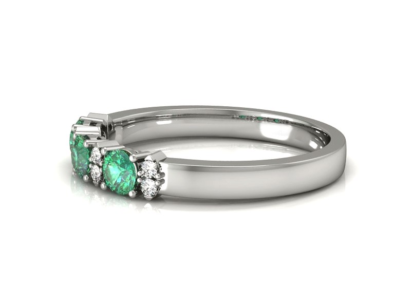 Złoty pierścionek ze szmaragdem i brylantami - P15085BSM — zdjęcie 2