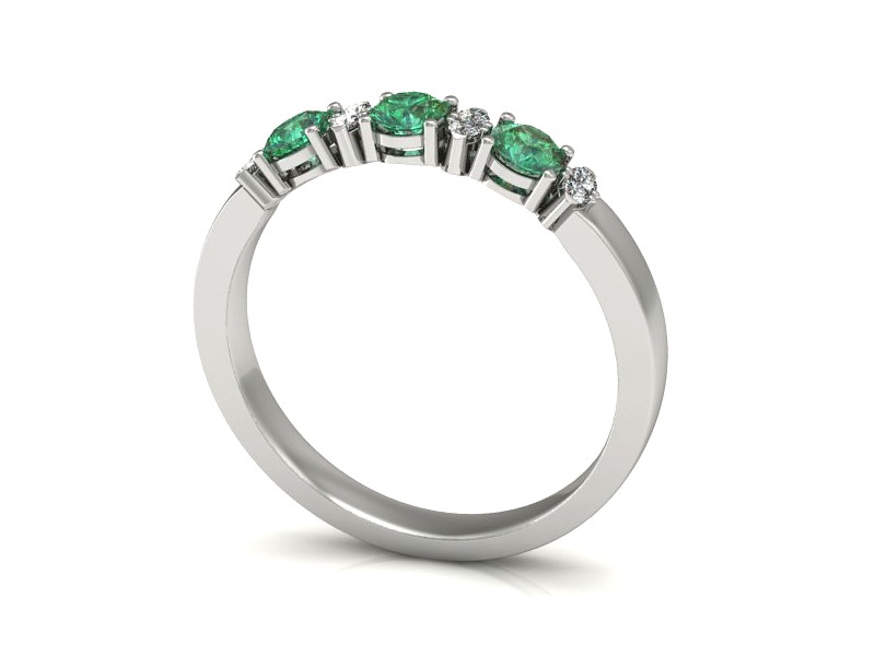 Złoty pierścionek ze szmaragdem i brylantami - P15085BSM — zdjęcie 3