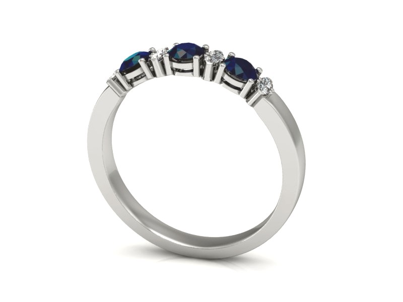 Pierścionek z szafirami i brylantami białe złoto - P15085BSZ — zdjęcie 3