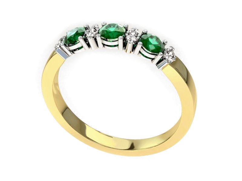 Złoty pierścionek ze szmaragdami i brylantami - P15085BZSM — zdjęcie 3