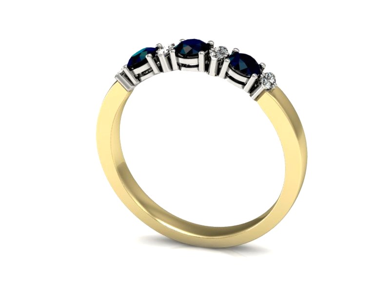Złoty pierścionek z szafirem i brylantami - P15085BZSZ — zdjęcie 3