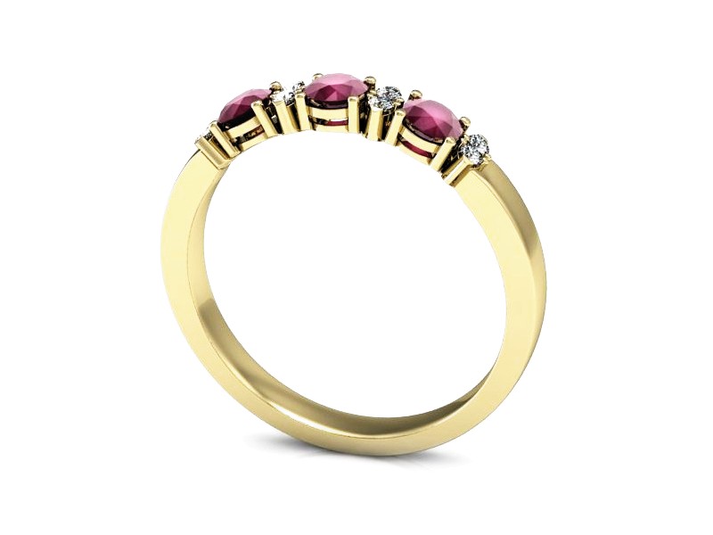 Pierścionek z rubinami i diamentami żółte złoto - P15085ZR — zdjęcie 3