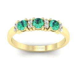 Złoty pierścionek ze szmaragdami i diamentami - P15085ZSM