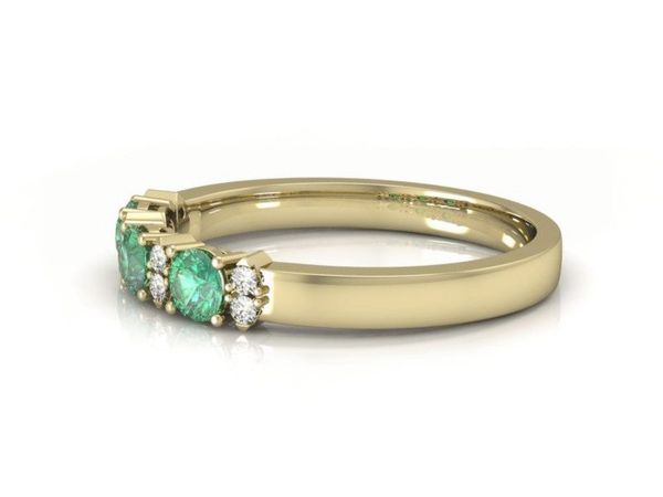 Złoty pierścionek ze szmaragdami i diamentami - P15085ZSM
