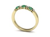 Złoty pierścionek ze szmaragdami i diamentami - P15085ZSM - 3