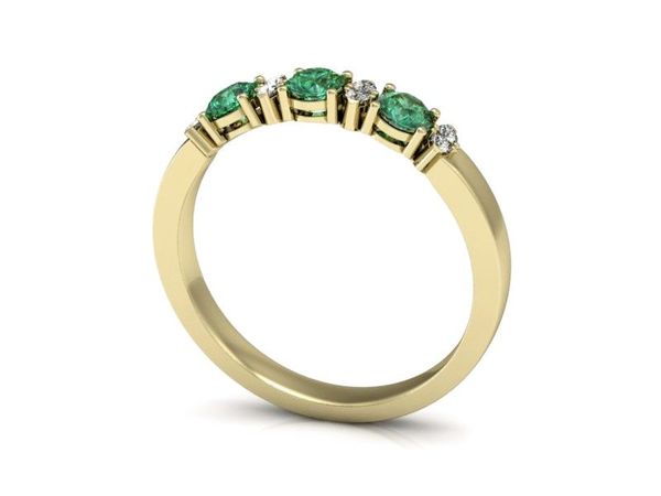 Złoty pierścionek ze szmaragdami i diamentami proba 585 - P15085ZSM