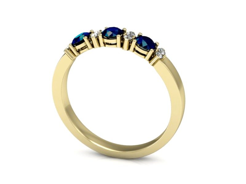 Pierścionek z szafirami i brylantami żółte złoto - P15085ZSZ — zdjęcie 3