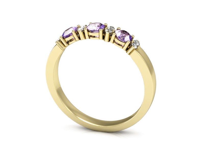 Złoty pierścionek z tanzanitami i brylantami - P15085ZT — zdjęcie 3