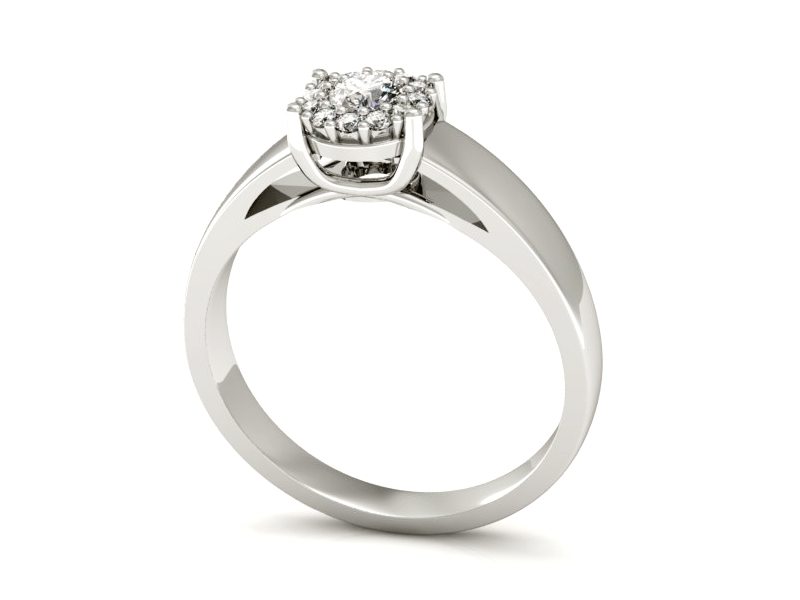 Pierścionek z diamentem i brylantami białe złoto - P15086b — zdjęcie 3