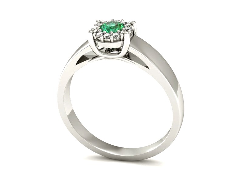 Złoty pierścionek ze szmaragdem i brylantami - P15086BSM — zdjęcie 3