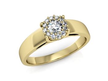 Złoty pierścionek z diamentami żółte złoto 585 - P15086z - 1