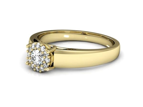 Złoty pierścionek z diamentami żółte złoto 585 - P15086z