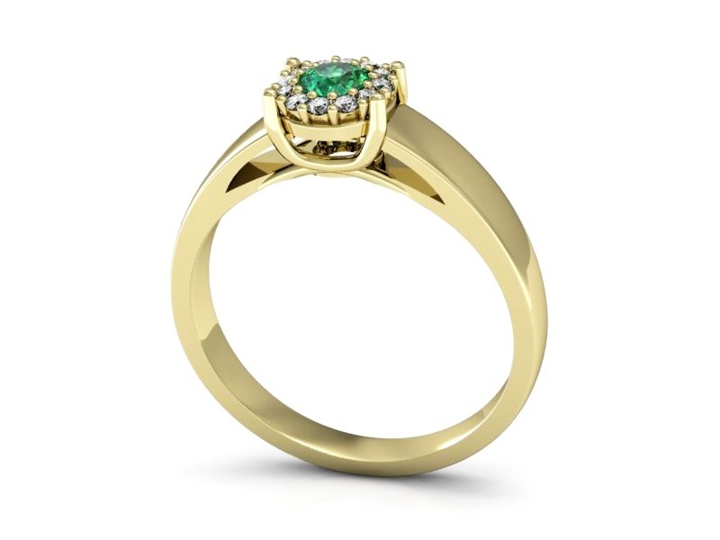 Złoty pierścionek ze szmaragdem i brylantami - P15086zsm — zdjęcie 3