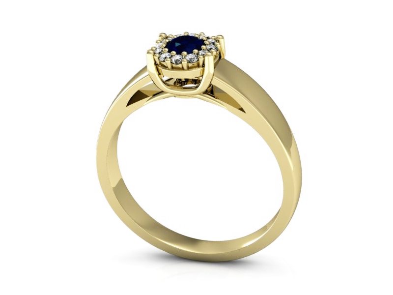 Pierścionek z szafirem i brylantami żółte złoto - P15086zsz — zdjęcie 3