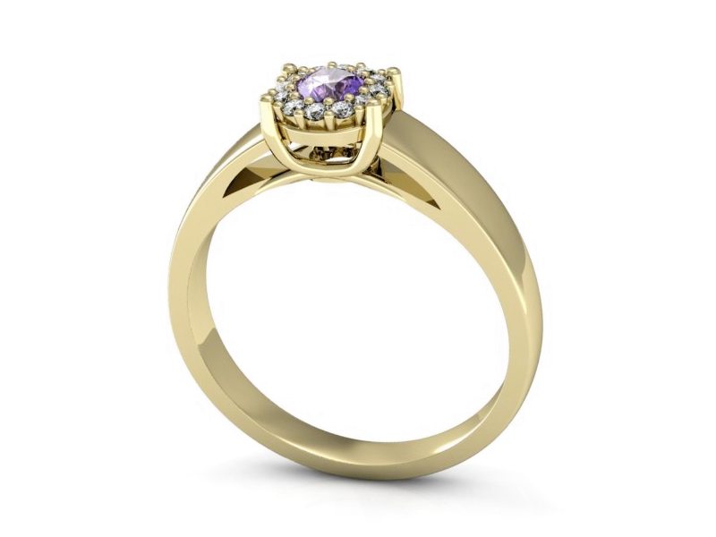Pierścionek z tanzanitem i brylantami żółte złoto - P15086zt — zdjęcie 3