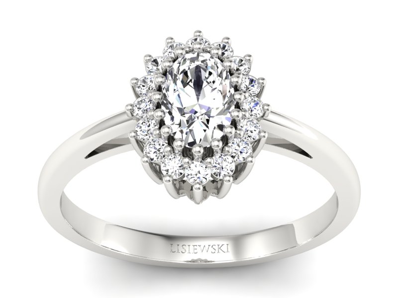 Złoty pierścionek z diamentami białe złoto - p15088b