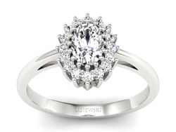 Złoty pierścionek z diamentami białe złoto - p15088b