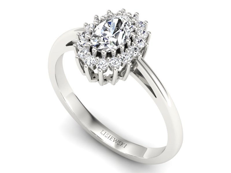 Złoty pierścionek z diamentami białe złoto - p15088b — zdjęcie 3