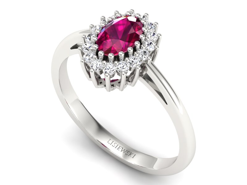 Pierścionek z rubinem i brylantami białe złoto - p15088br — zdjęcie 3
