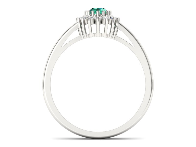 Złoty pierścionek ze szmaragdem i brylantami - P15088BSM — zdjęcie 2