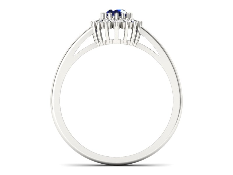 Pierścionek z szafirem i brylantami białe złoto - P15088BSZ — zdjęcie 2