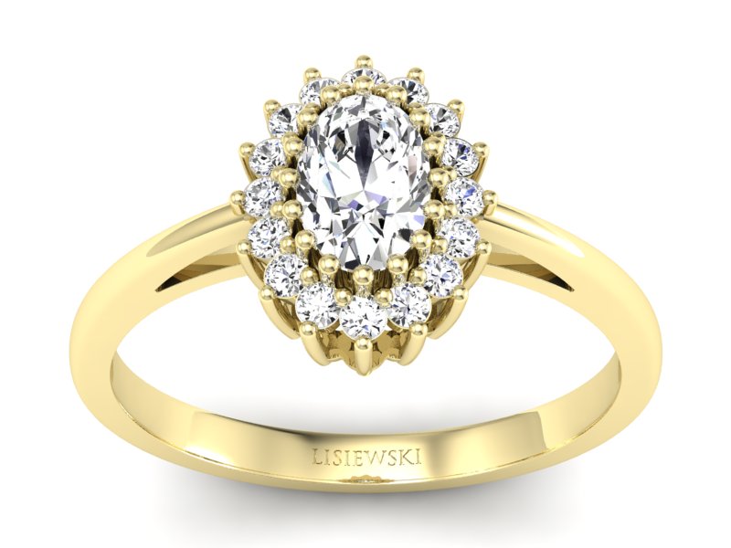 Złoty pierścionek z diamentami żółte złoto - p15088z