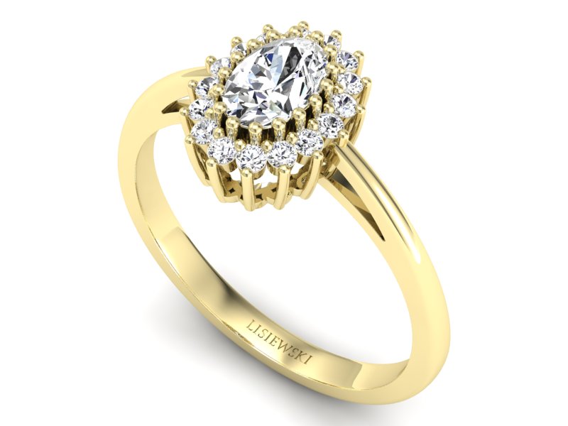 Złoty pierścionek z diamentami żółte złoto - p15088z — zdjęcie 3