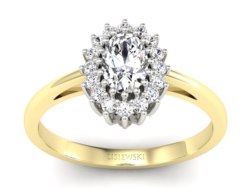 Pierścionek z diamentami żółte i białe złoto - p15088zb