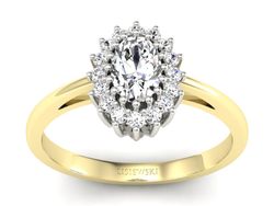 Pierścionek z diamentami żółte i białe złoto - p15088zb