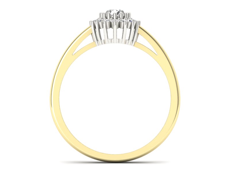 Pierścionek z diamentami żółte i białe złoto - p15088zb — zdjęcie 2