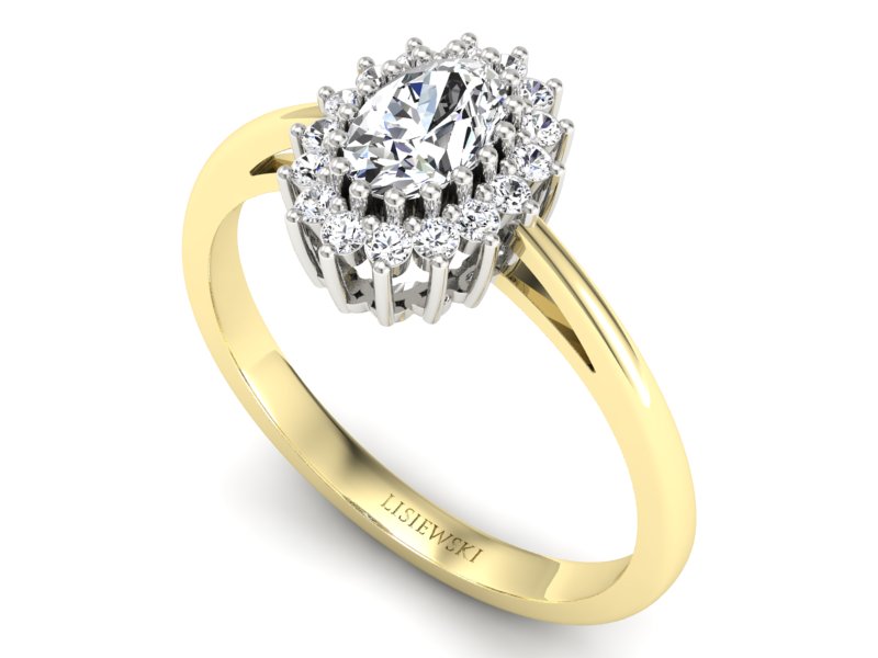 Pierścionek z diamentami żółte i białe złoto - p15088zb — zdjęcie 3