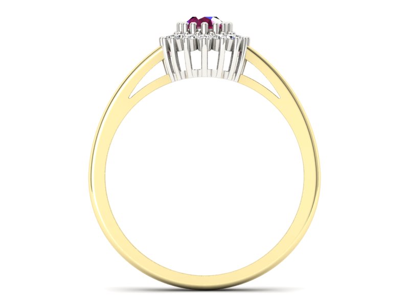 Złoty pierścionek z rubinem i brylantami - p15088zbr — zdjęcie 2