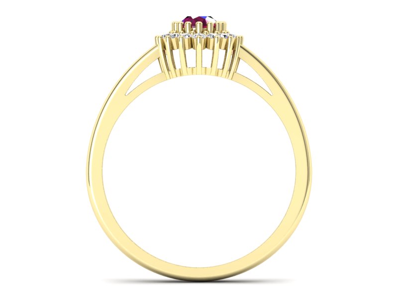 Pierścionek z rubinem i brylantami żółte złoto - p15088zr — zdjęcie 2