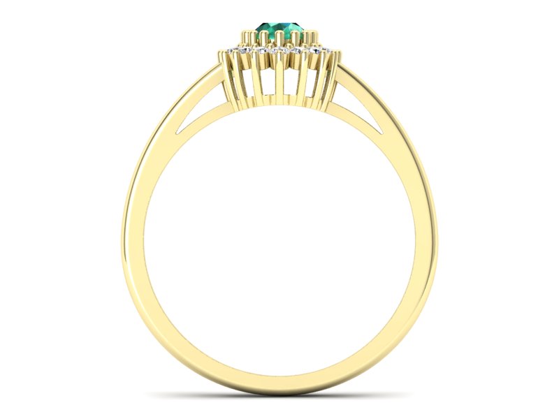 Złoty pierścionek ze szmaragdem i diamentami - P15088ZSM — zdjęcie 2