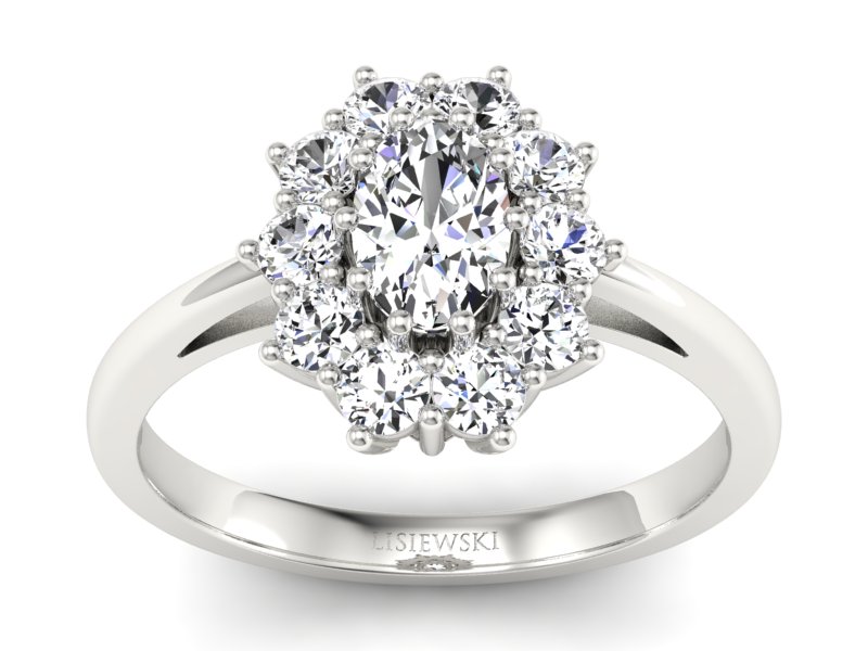 Złoty pierścionek z diamentami białe złoto - p15089b