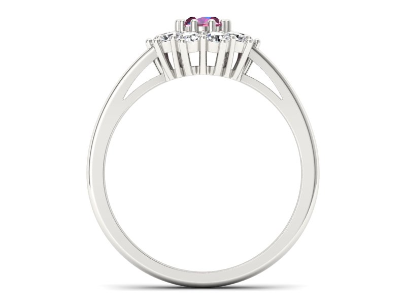 Pierścionek zaręczynowy z rubinem i brylantami - p15089br — zdjęcie 2