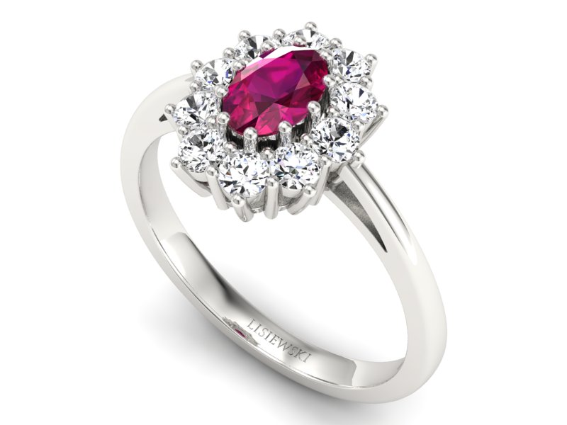 Pierścionek zaręczynowy z rubinem i brylantami - p15089br — zdjęcie 3