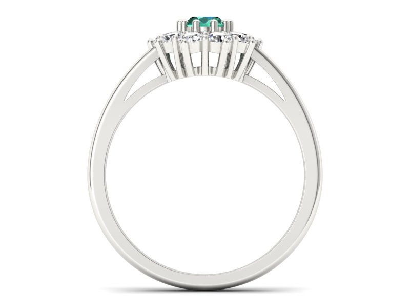 Złoty pierścionek ze szmaragdem i brylantami - p15089bsm — zdjęcie 2