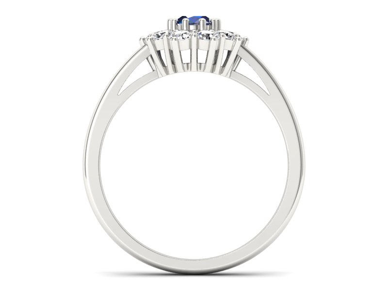 Pierścionek z szafirem i brylantami białe złoto - p15089bsz — zdjęcie 2