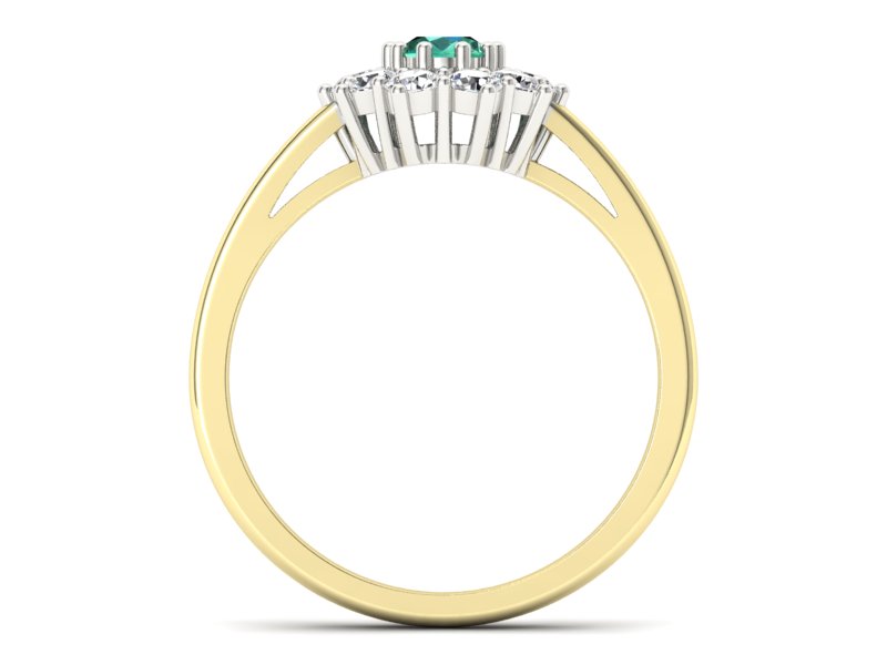Złoty pierścionek ze szmaragdem i diamentami - P15089BZSM — zdjęcie 2