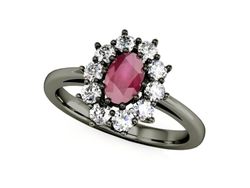 Złoty pierścionek z rubinem i diamentami - p15089czr