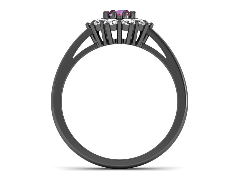 Pierścionek z rubinem i diamentami czarne złoto - p15089czr — zdjęcie 2