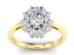 Pierścionek z diamentami białe i żółte złoto - p15089zb